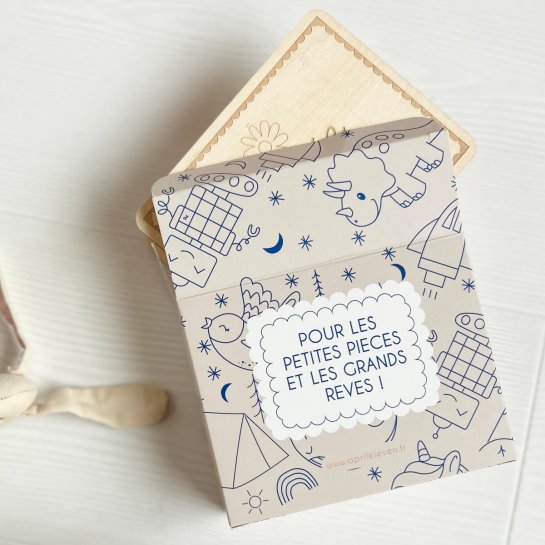 Tirelire personnalisé en bois - Idée cadeau personnalisée pour enfant April Eleven