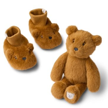 Set bébé Liewood comprenant une peluche ours Basim et des chaussons assortis (image 2)