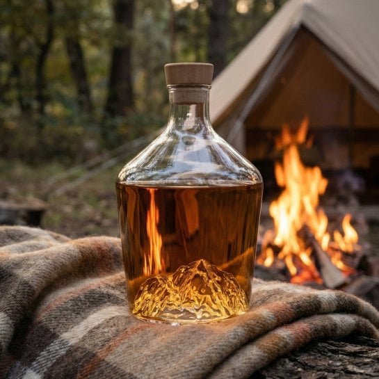 Carafe à whisky et spiritueux Mont Blanc – Verre soufflé main – Cadeau amateur de whisky – Alaskan Maker