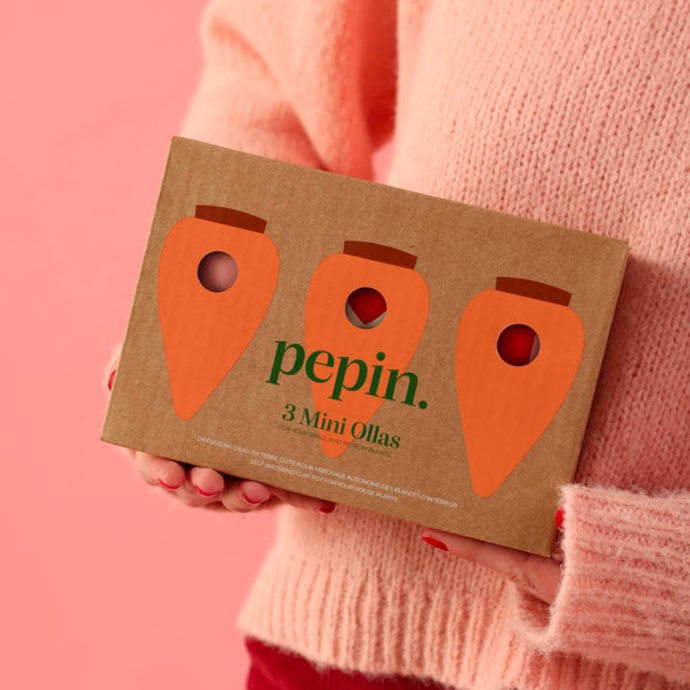 Set de 3 minis réservoirs d'eau - Édition Love & Coeur - Pepin ollas arrosage autonome pour plantes