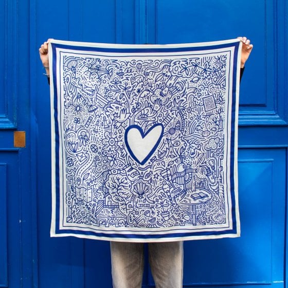 Foulard illustré en coton