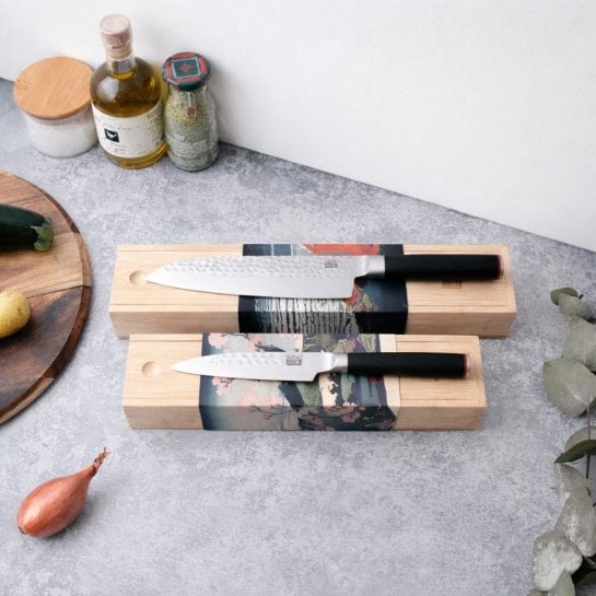 Couteaux japonais Kotai – Santoku, Office – Lames en acier inox ultra-tranchantes, manche bois