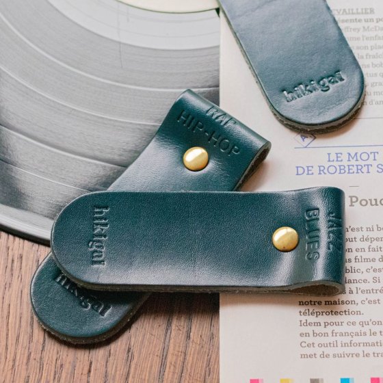 Séparateurs de vinyles en cuir – Hikigaï, set de 5 séparateurs en cuir tanné végétal, design artisanal made in France pour vinyl