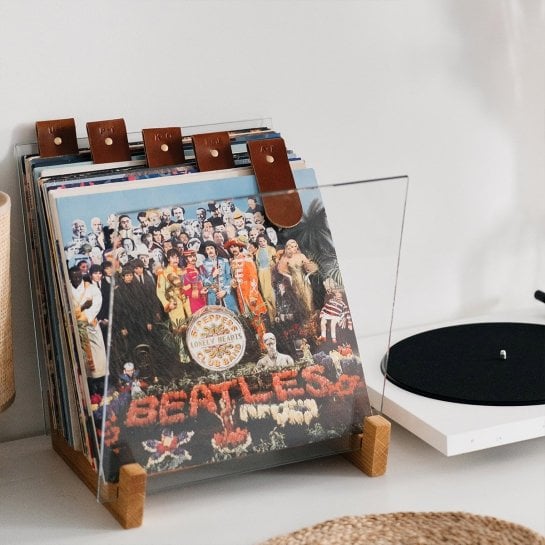 Séparateurs de vinyles en cuir – Hikigaï, set de 5 séparateurs en cuir tanné végétal, design artisanal made in France pour vinyl