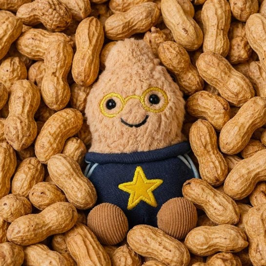 Peluche amuseable cachuète outfit étoile beige