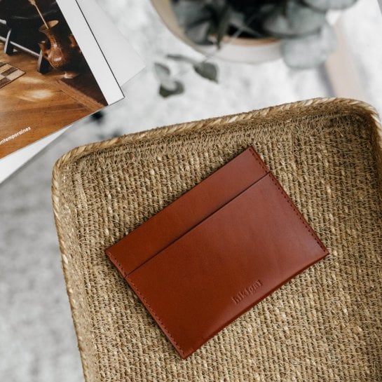 Porte-cartes ID en cuir personnalisable Hikigaï – Porte-cartes ultra-fin en cuir végétal, rangement sécurisé pour ID et cartes,