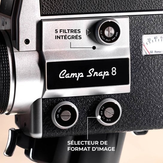 Caméra Digitale CS-8 Camp Snap - Vidéo rétro style super 8 - Caméra vintage sans écran