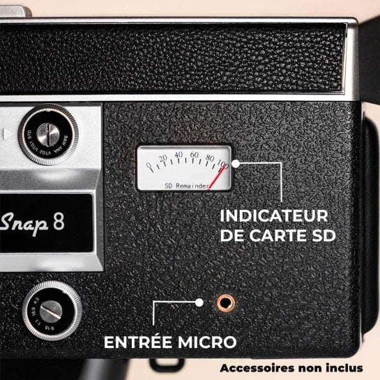 Caméra Digitale CS-8 Camp Snap - Vidéo rétro style super 8 - Caméra vintage sans écran