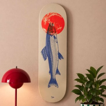 planche skate deco Thymallus bois illustration