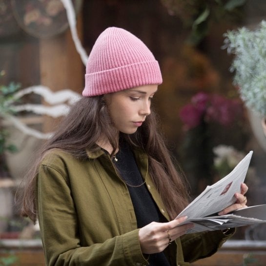 Bonnet en laine rose - Les Raffineurs