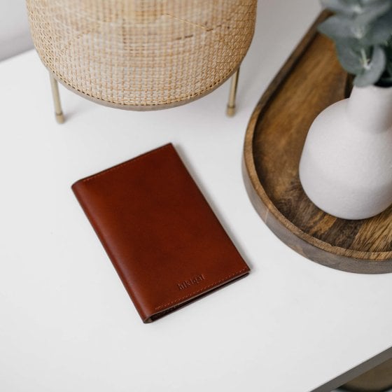 Portefeuille vertical en cuir personnalisable Hikigaï – Élégant portefeuille pliable en cuir végétal, tannage naturel