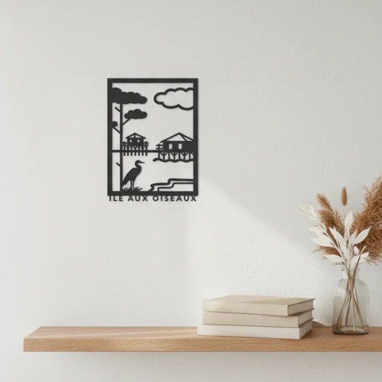 Tableau bois Île aux Oiseaux - déco murale bois