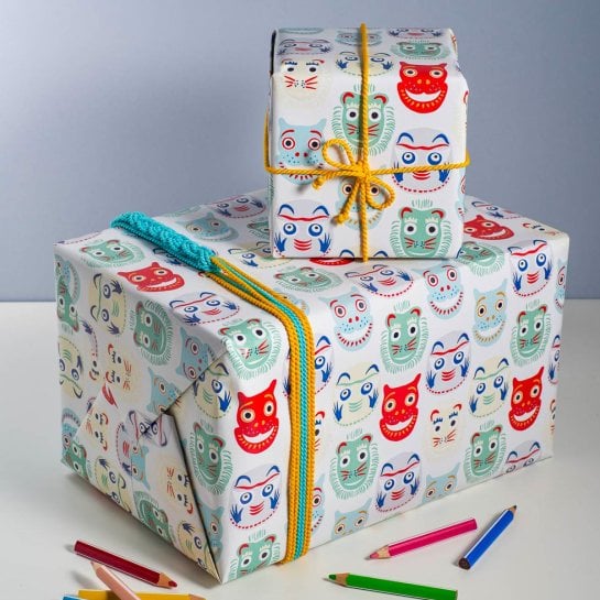 La Danse des Masques Papier Cadeau - Papier cadeau artistique et original éco-responsable made in France