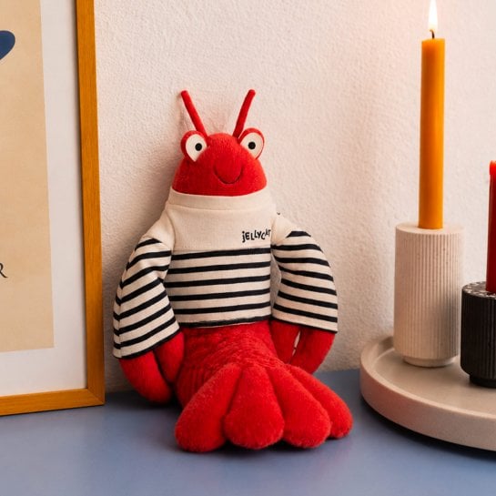 Homard en peluche Jellycat avec tenue de marin - Idée cadeau pour petit et grands