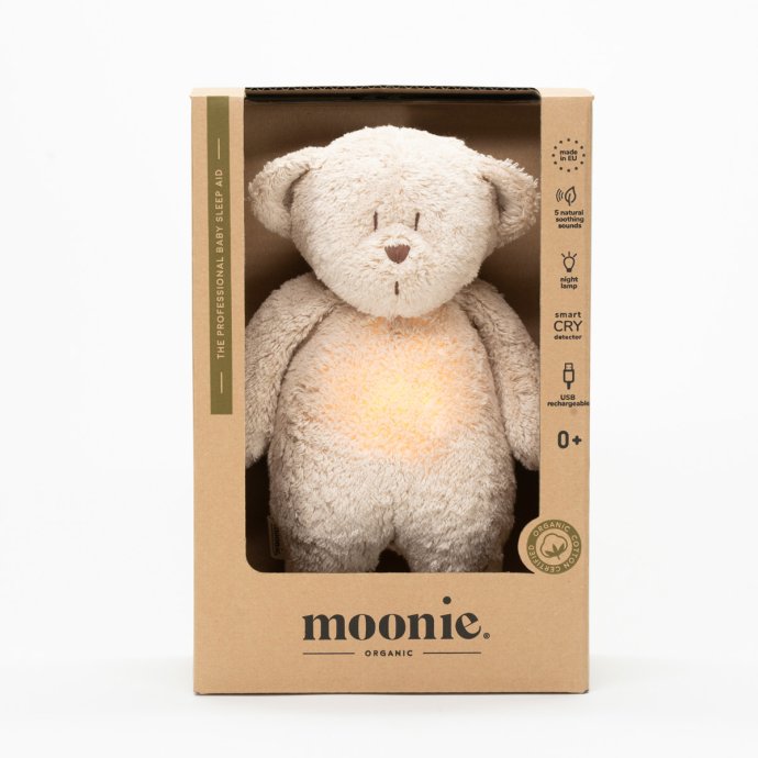 Peluche bruit blanc lumineuse ourson bébé - 5 sons & 7 lumières douces - Capteur de pleurs - Rechargeable USB