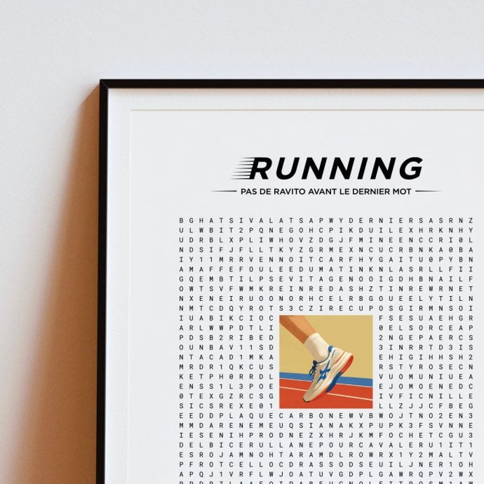 Affiche mots mêlés course à pied - Poster déco original pour amateurs de running