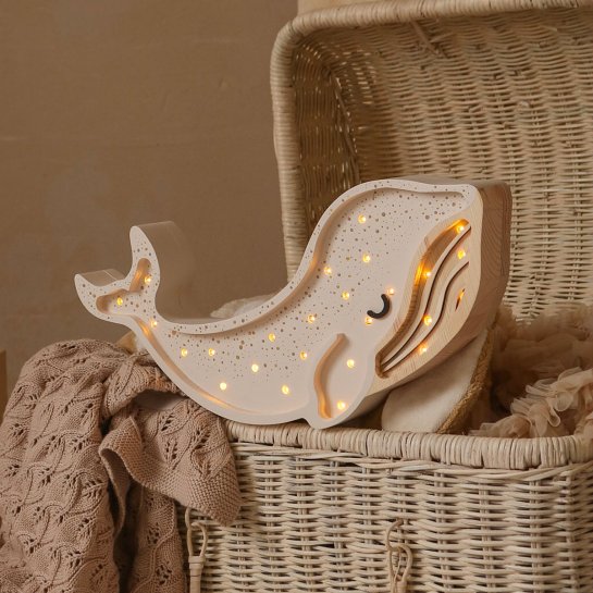 Veilleuse baleine blanche en bois Little Lights
