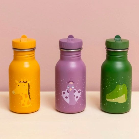 Gourde inox Trixie 350 ml - Animaux rigolos - Gourde pour enfant - Légère et durable, sans BPA