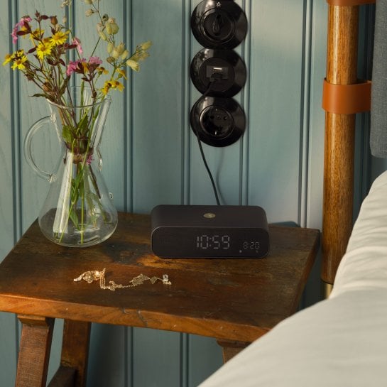 Réveil lumineux sans fil Bluetooth KREAFUNK Wakie - Enceinte, chargeur à induction - Design vintage