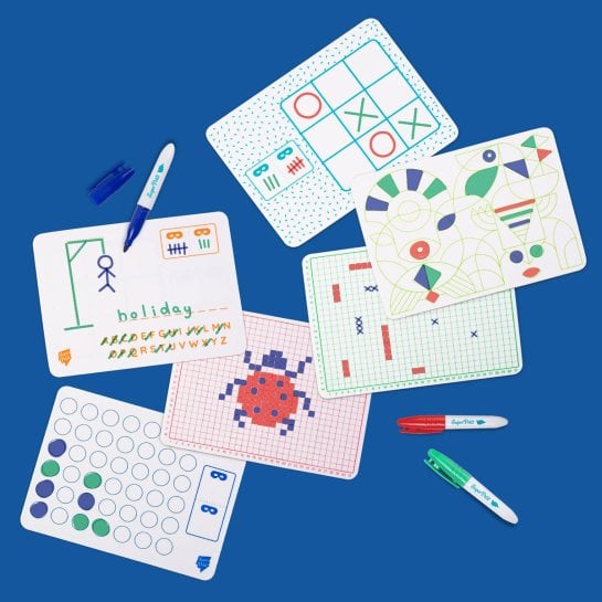 Jeux de voyage enfant - 6 jeux nomades effaçables SuperPetit - Dès 3 ans - éducatif et ludique