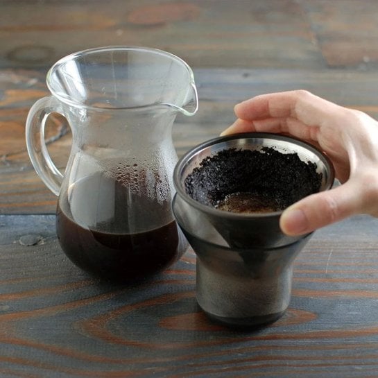Set carafe à café filtre Kinto avec filtre inox permanent