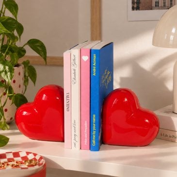 Serre-livres décoratif en forme de cœur pour bibliothèque et étagère