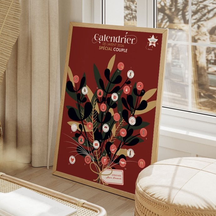 Calendrier de l’Avent couple à gratter - 24 défis amoureux - Idée cadeau Noël couple pour partager des moments à deux