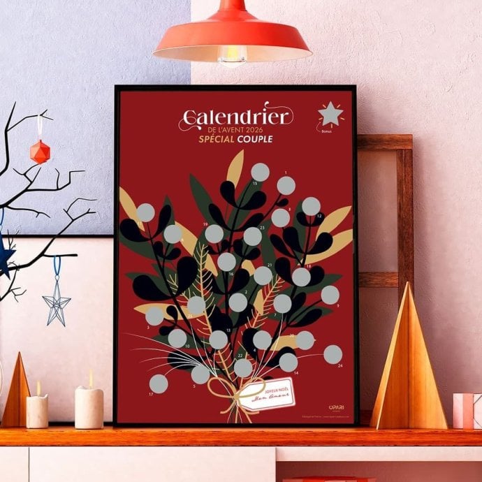 Calendrier de l’Avent couple à gratter - 24 défis amoureux - Idée cadeau Noël couple pour partager des moments à deux