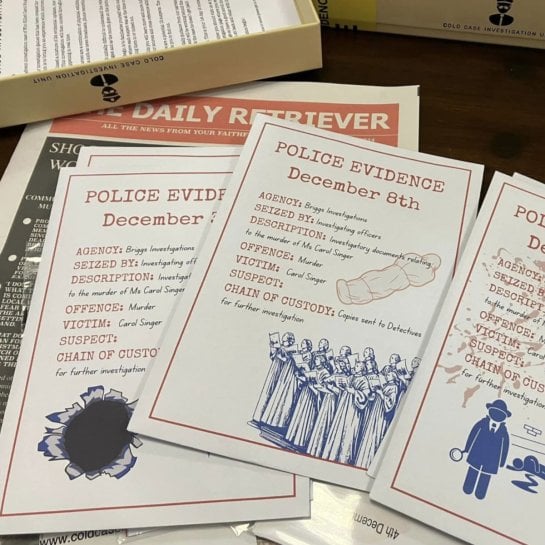 Calendrier enquête pour fan de true crime, Sherlock Holmes et jeux de déduction