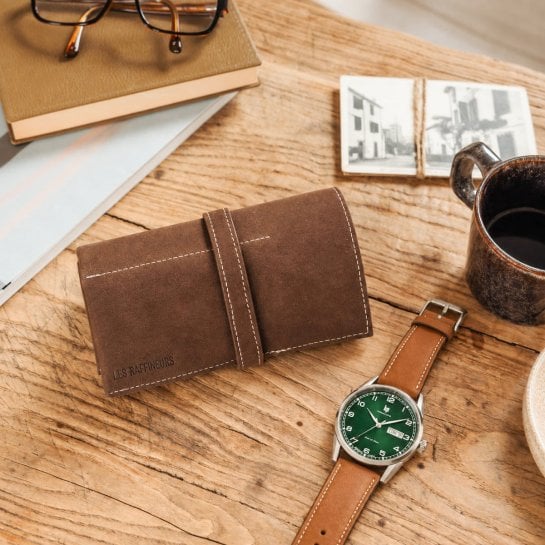 Marmotte à montres - Étui en velours suédé - 5 compartiments - Transport et protection pratique