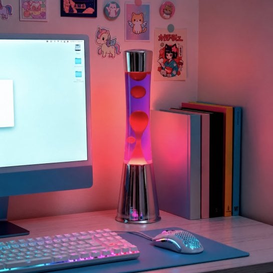 Lampe rétro à base chromée pour un amateur de décoration colorée et des années 70