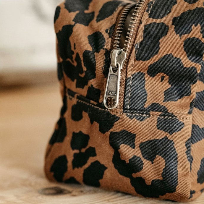 Trousse de toilette en coton avec anse et poche zippée