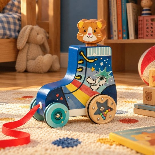 Jouet à tirer Roller Puce Pilou Moulin Roty en bois