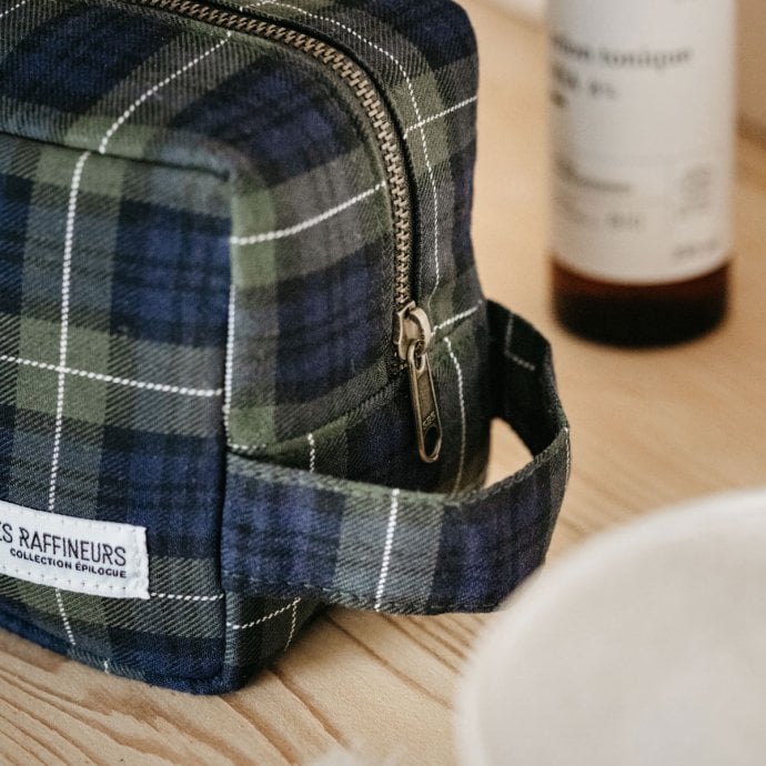 Trousse de toilette en coton avec anse et poche zippée