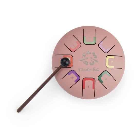 Tambour musical à languettes métalliques, format 18,5 x 12,5 cm