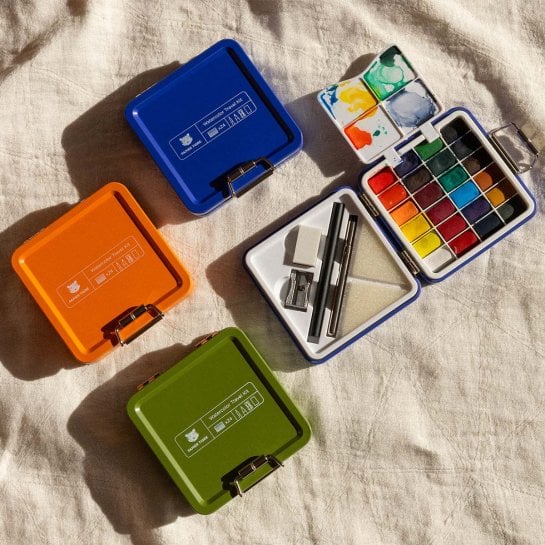 Kit d’aquarelle de voyage Papier Tigre avec 24 couleurs vives et lumineuses