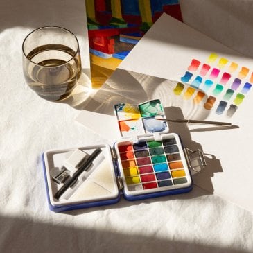 Kit d’aquarelle de voyage Papier Tigre avec 24 couleurs vives et lumineuses Image 46192