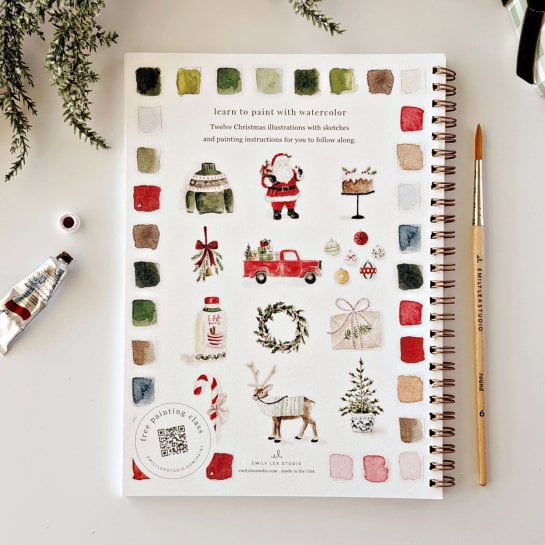 Illustrations de pâtisserie, bouquets, jardin ou Noël à mettre en couleurs à l’aquarelle