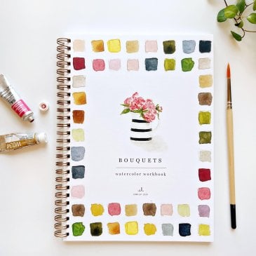 Cahier d’aquarelle avec douze illustrations à peindre et instructions étape par étape Image 46262