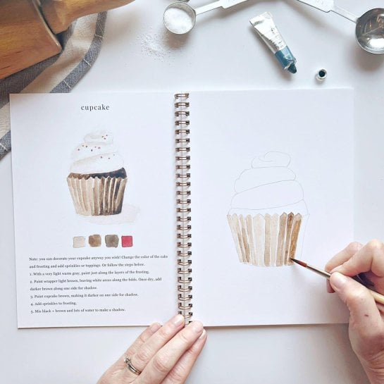 Cahier d’aquarelle pour débutants - 12 illustrations à peindre avec instructions guidées - Emily Lex Studio