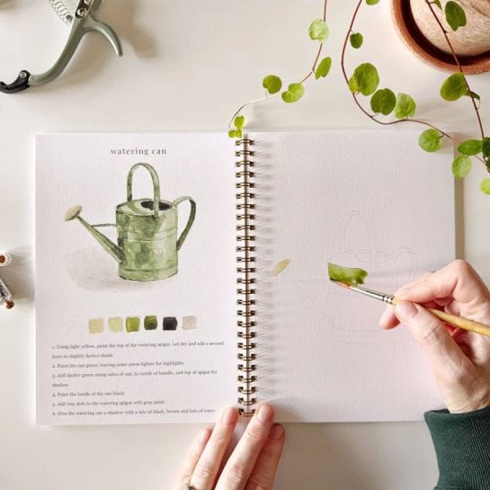 Cahier d’aquarelle pour débutants - 12 illustrations à peindre avec instructions guidées - Emily Lex Studio