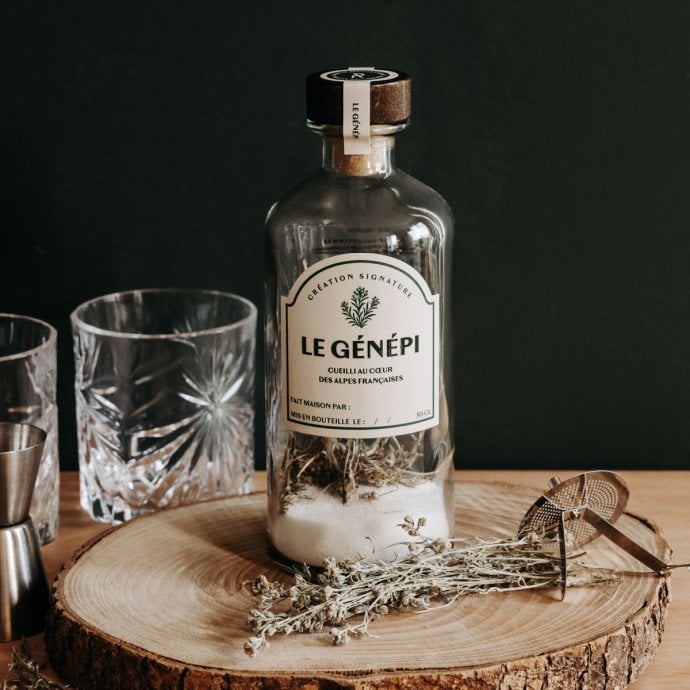 Kit de préparation pour génépi Brique en bouteille en verre de 50 cl