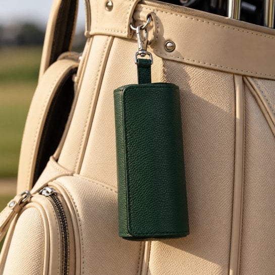 Étui en cuir synthétique avec doublure en feutrine et mousqueton métallique