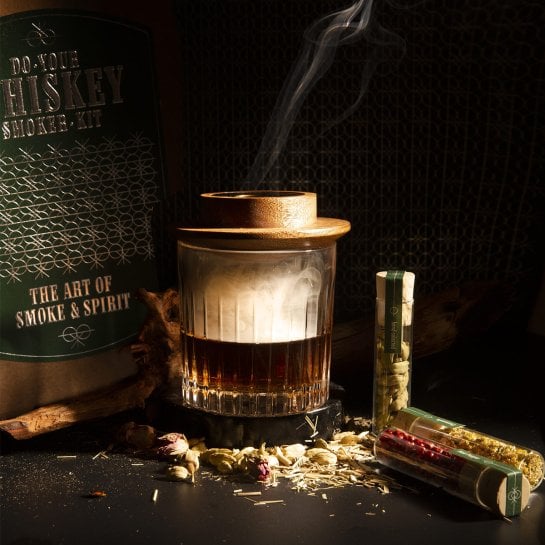 Kit fumage whisky – Coffret cadeau homme avec chalumeau, bois & plantes naturelles