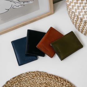 Porte-cartes pliable en cuir