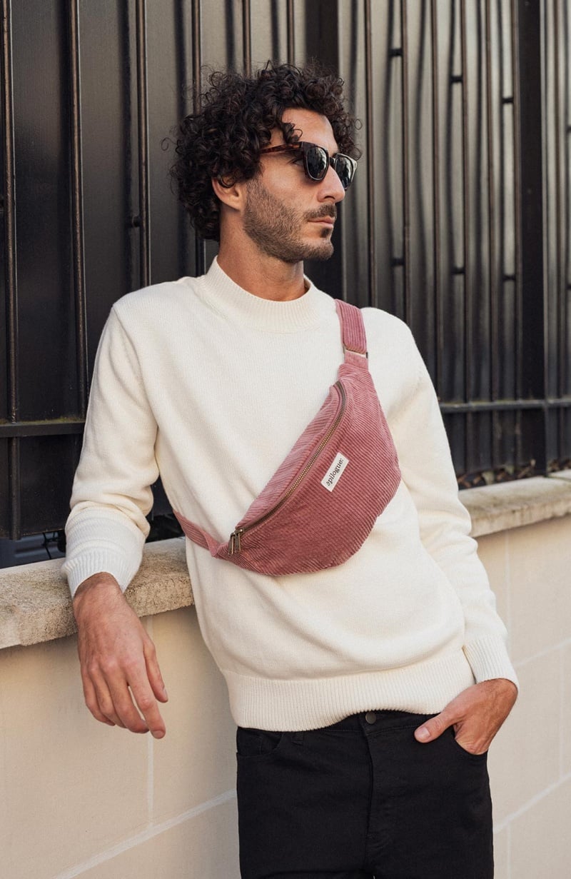 Sac banane homme velours rose - Les Raffineurs