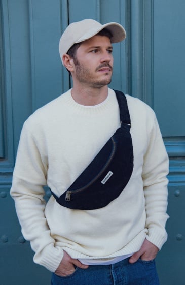 Sac banane homme velours navy - Les Raffineurs