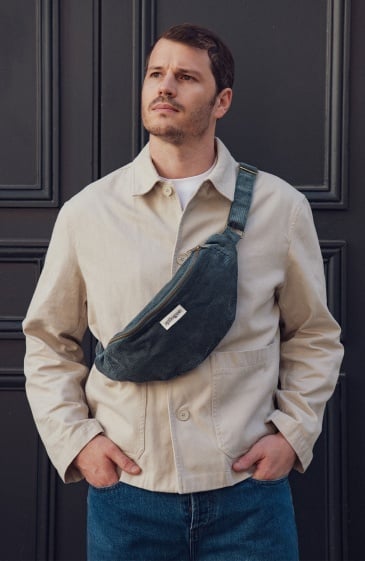 Banane homme velours bleue