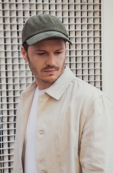 Casquette en velours côtelé kaki homme – cadeau tendance et original