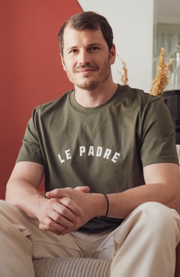 tshirt le padre kaki coupe arrondie coton bio